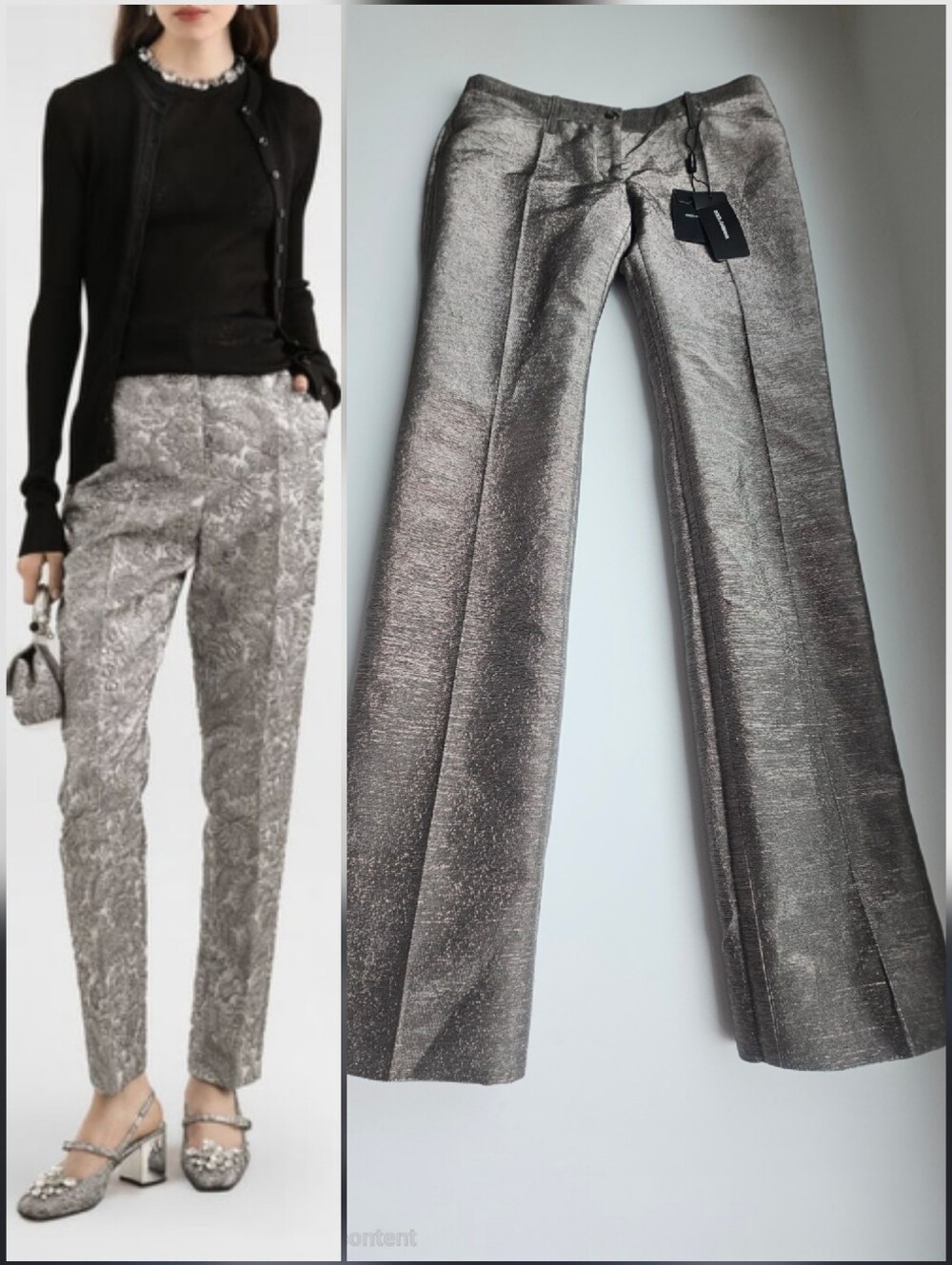 Nwt Dolce & Gabbana Metallic Gunmetal Straight Leg Pants